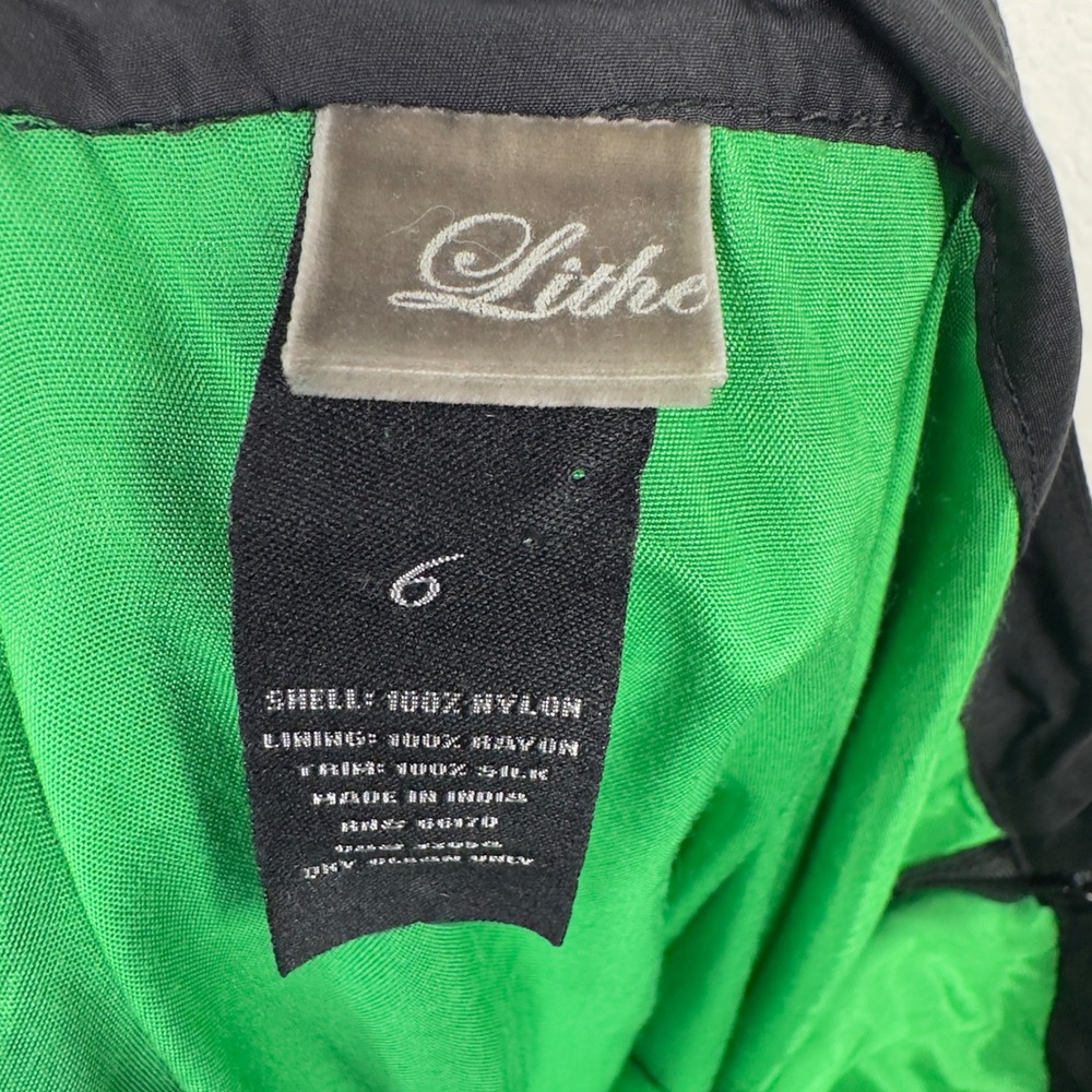 Anthropologie Lithe Skirt 6 Green Black Embroidered Overlay Romantic Whimsigoth - Picture 6 of 9